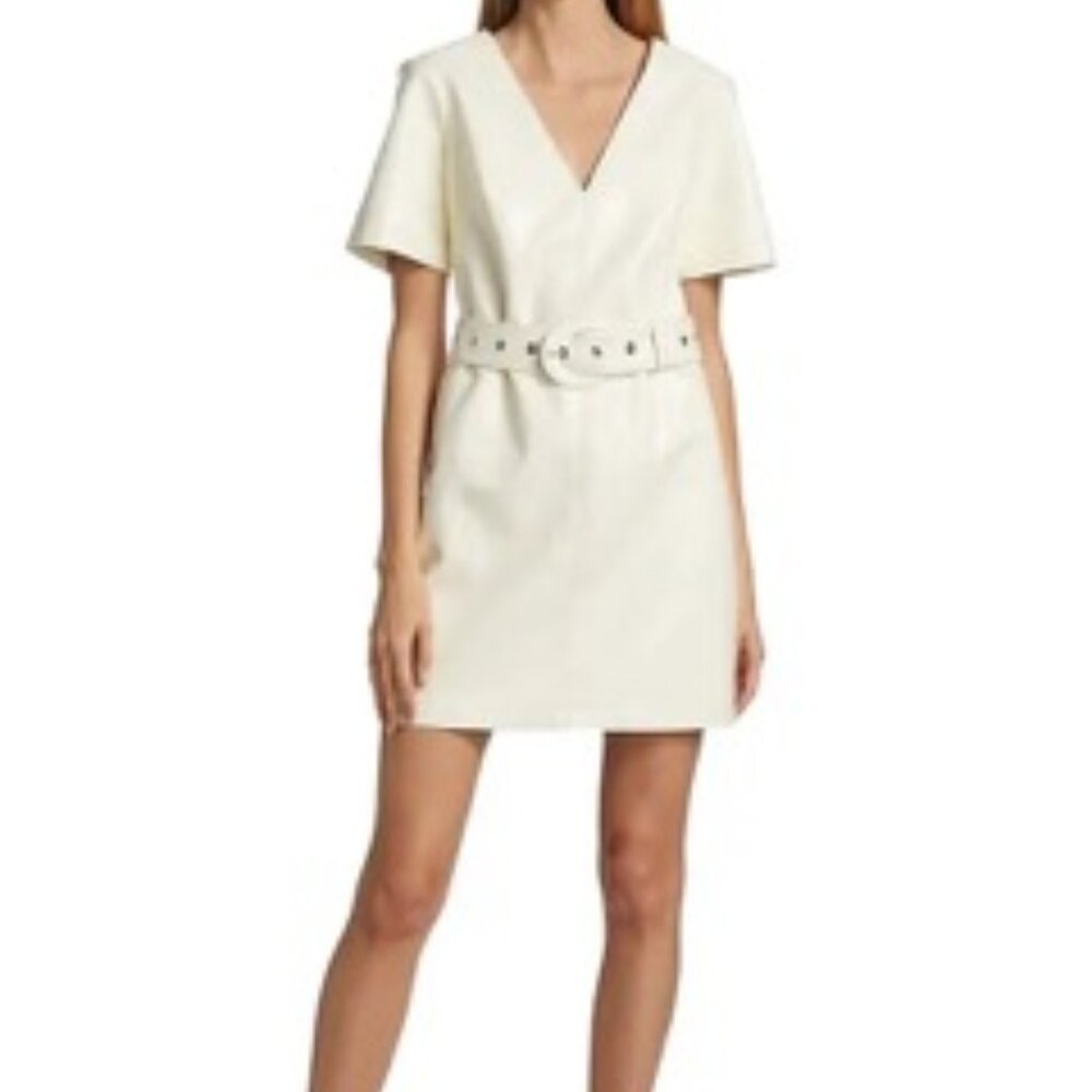 NWT Cinq a Sept Abytha Belted Faux Leather Minidress - Sz 10